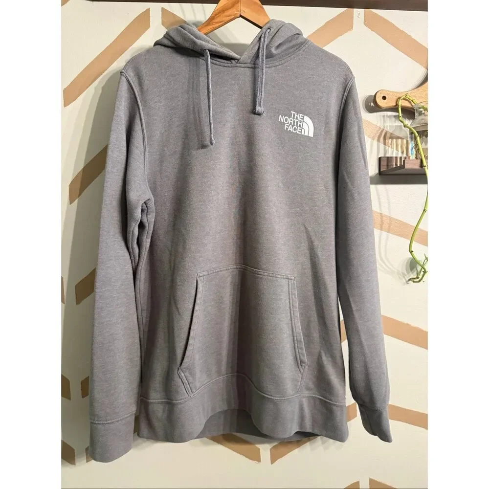 The North Face Heather Gray Fleece NSE Red Box Graphic Pullover Hoodie Large‎